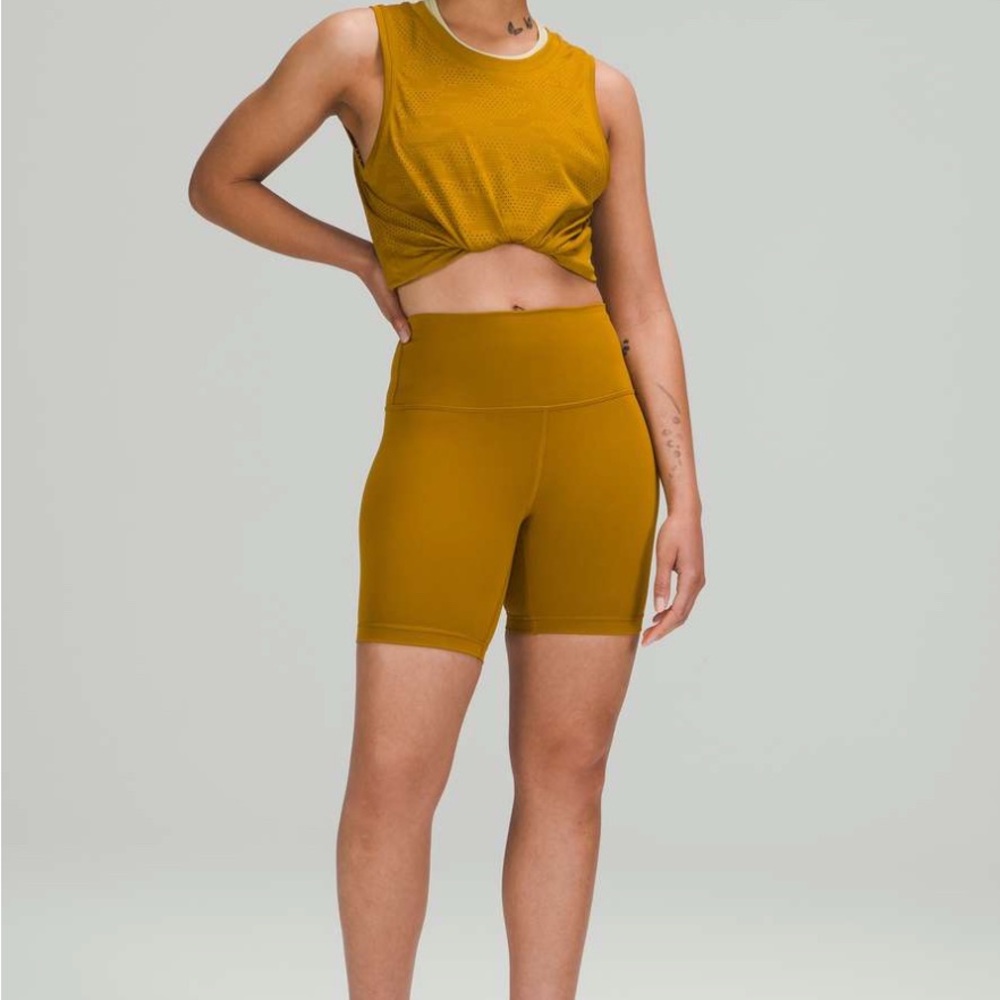 Lululemon Athletica Yellow Bike Shorts High-Waisted Performance